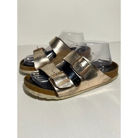 Birkenstock Metallic Copper Leather Arizona Adjust Sandal 38 Reg-Nar 7-7.5 - Picture 1 of 11